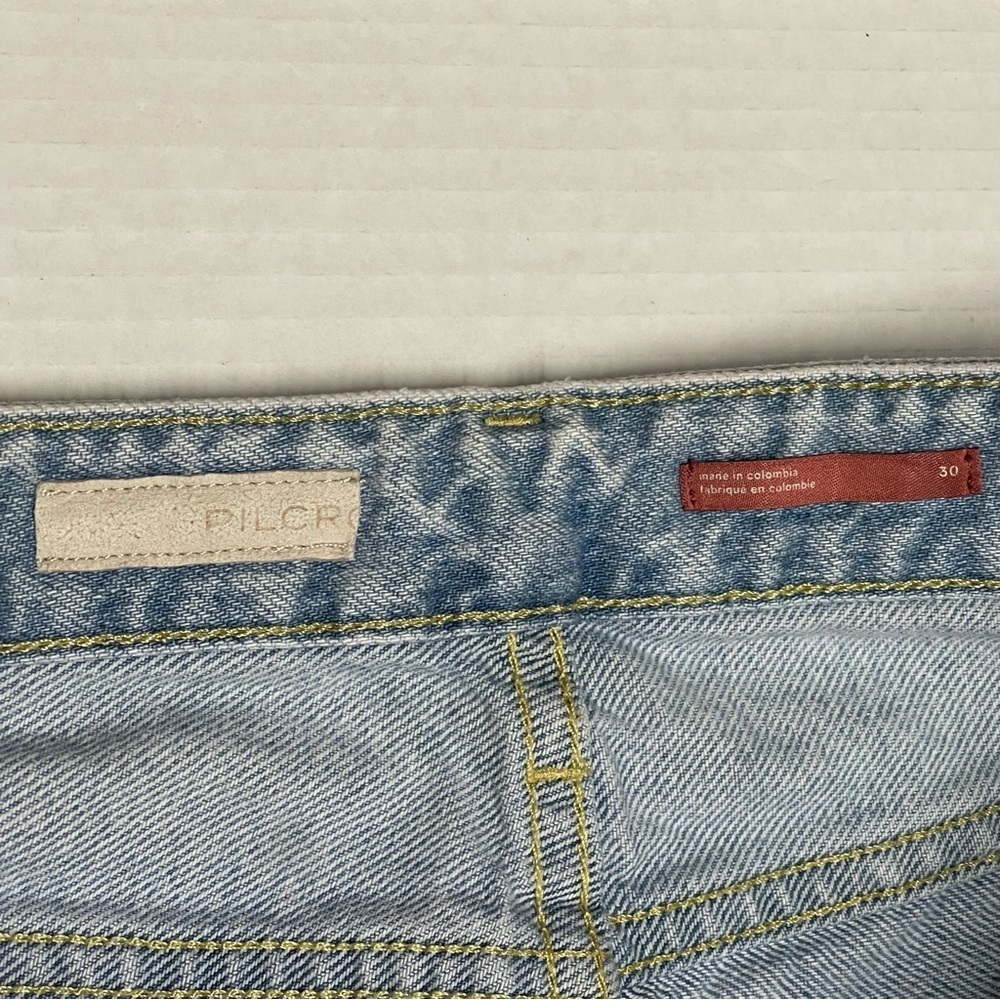 Pilcro Anthropologie Jeans Womens Size 30 Blue Wide Leg High Rise Distressed - Picture 5 of 10